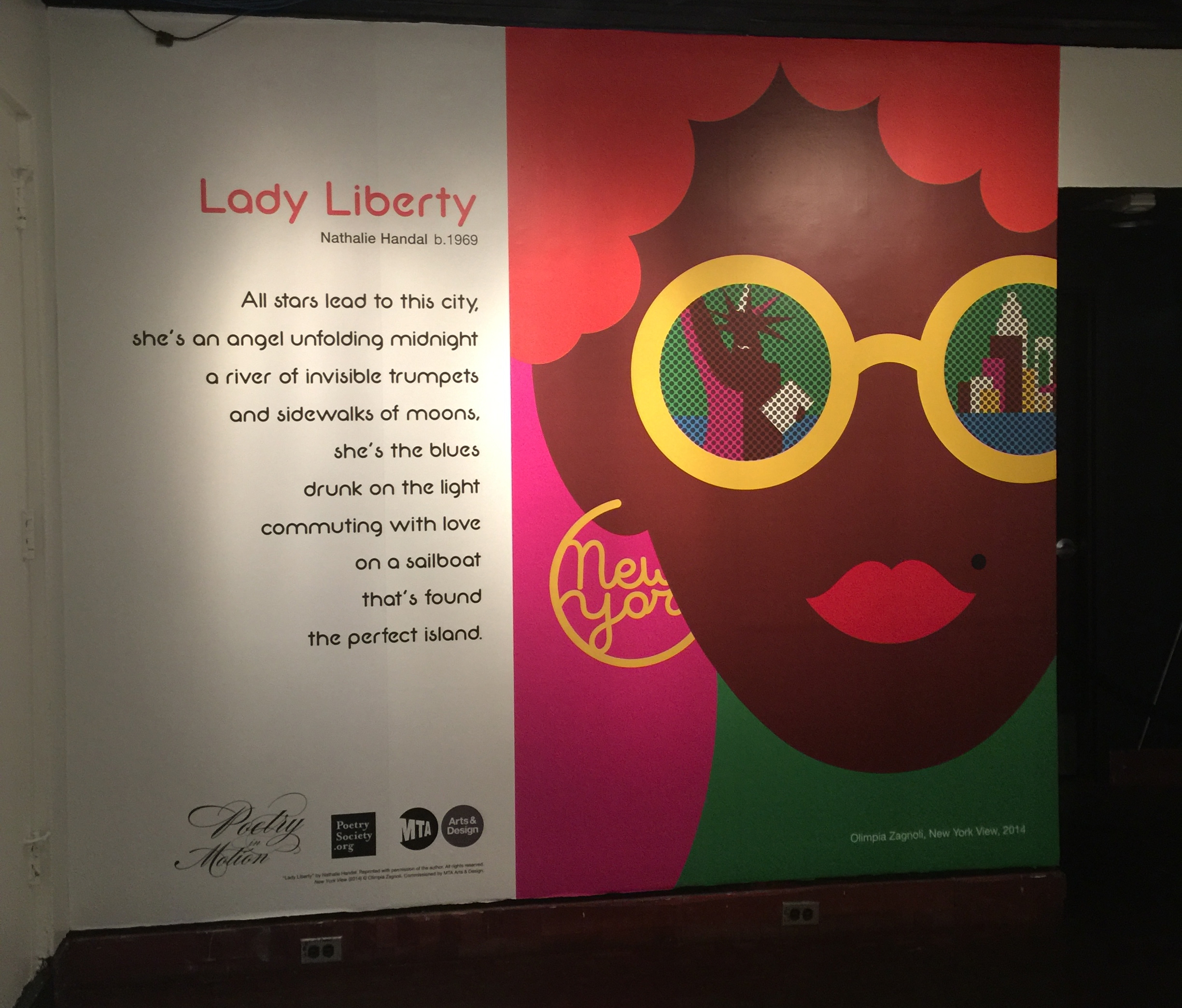 Image of Nathalie Handal's poem "Lady Liberty" in Grand Central